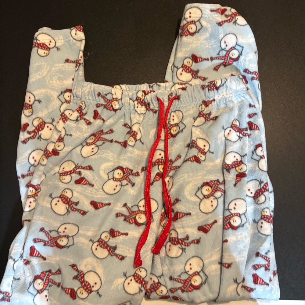 Snowman Print Kids Pajamas - Blue and Red